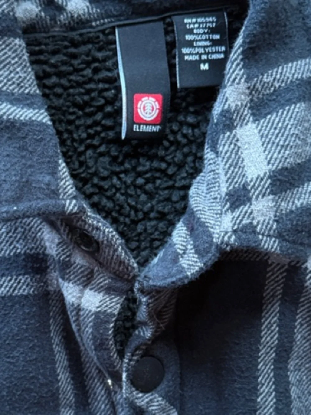 Men's Element Black & Gray Plaid Sherpa-Lined Jacket